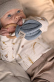 Wooden teething ring - Blue - organic cotton
